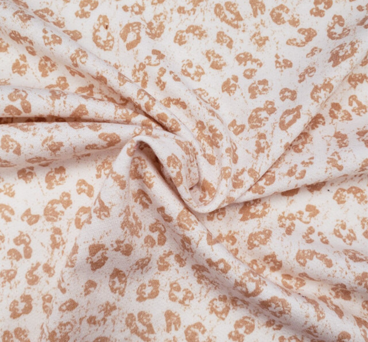 1 Yard French Terry Beige Rose Knit Fabric, Soft Stretch Polyester Rayon 58/60 Inches Wide